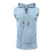Men's Casual Hooded Vest Sleeveless Light Solid Color Lace-Up Cross Border Summer Top In Yellow Gray Black Polyester_viptrois.com