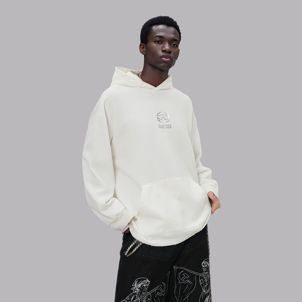 Vintage Washed Oversized Hoodie – Heavyweight Unisex Pullover With Distressed Finish (Fleece-Lined, Drop Shoulder, Ribbed Cuffs)_viptrois.com