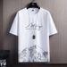 Men's Clothing T-shirt Suit Men's Summer New Snow Mountain Print Fashion Trend Korean Version Of Slim Fit Large Size Sports Two-piece Set_viptrois.com