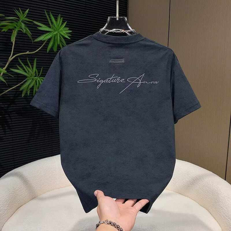 Men's Clothing Men's Luxury Style Short Sleeve T-Shirt Letter Embroidered Tie Dye Trendy Lightweight Top For Summer_viptrois.com