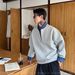 Shirt-style Inner Korean Version Two-piece Half-zip Sweatshirt For Men Autumn Winter New Casual Turn-down Collar_viptrois.com