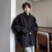 Loom Loom European American Style Gray Stand Collar Coat , Autumn And Winter Chic Woolen Short Coat, Oversized Suit Jacket For_viptrois.com