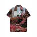 Men's Floral Loose Short Sleeved Shirt 2025 Summer Digital Printing Retro Style One Piece Foreign Trade Cross Border Clothing_viptrois.com