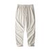 Men's Clothing Men's Loose Straight Linen Trousers Plus Size Plus Size Cotton Linen Trousers Elastic Waist Large Size Men Summer Breathable_viptrois.com