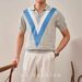Men's Clothing Summer Niche Lapel Contrast Color Short Sleeved Knitted Polo Shirt Thin Jacquard Casual T Shirt Pullover Bottoming Shirt_viptrois.com