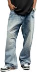 Mens Baggy Jeans Vintage Plain Pants Casual Wide Leg Loose Fit Denim Hip Hop Jean_viptrois.com