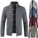 Loom Knitted Stand Collar Thick Sweater Cardigan Jacket Men's Trendy Hot Sale Wholesale_viptrois.com