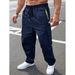 Men's Cargo Jogger Pants - Oversized Workwear Trousers With Drawstring Waist & Multi-Pockets, Polyester Casual Streetwear_viptrois.com