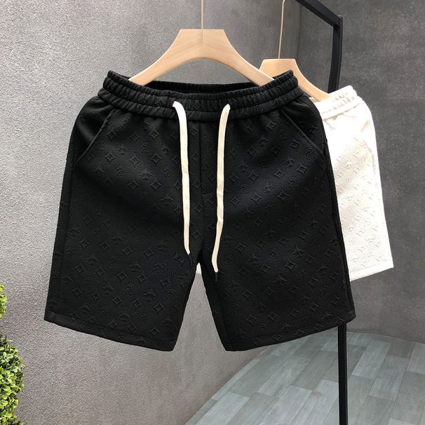 Light Luxury Style White Jacquard Shorts For Summer Fashion Brand Split 2024 New Men's Half Cut Pants_viptrois.com