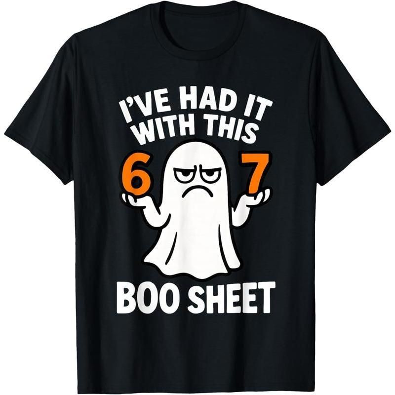 100% Algodón Prenda Moda 67 Meme Disfraz Halloween 6 7 Divertido Boo Sheet Seis Siete 6-7 Unisex Algodón Camiseta De_viptrois.com