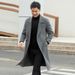 Men's Double-Faced Wool Overcoat – Mid-Length Cashmere Blend Trench Coat, Suit Collar Design (Stormy Blue/Oat/Lost Green/Black_viptrois.com