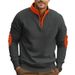 Cross-border New Color Matching Autumn And Winter Loose Casual Velvet Heavy Stand-up Collar Pullover Half Zipper Long-sleeved Sweater_viptrois.com