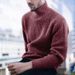 Men’s Chunky Knit Sweater - Oversized High Neck Pullover In Solid Colors (Light Grey/Burgundy/Dark Grey)_viptrois.com