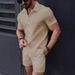 Men's Summer Casual Button-Up Shirt & Shorts Set – Breathable Polyester, Quick-Dry & Lightweight For Beach, Travel & Streetwear– S-XXXL_viptrois.com
