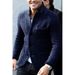 Men's Slim-Fit Knit Cardigan – Stylish Stand Collar Pullover With Pockets (S-3XL, Charcoal/Black/Navy/Khaki)_viptrois.com