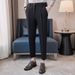 Men's Slim Fit Cropped Business Suit Trousers Casual Summer Thin Trendy Drapey Sophisticated Cool Bottoms_viptrois.com