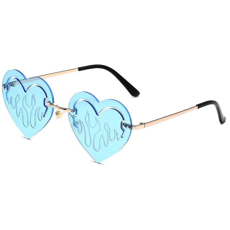 Men's Sunglasses Trendy Street Shooting Stage Catwalk Glasses Men's Personality Peach Heart Flame Party Glasses_viptrois.com