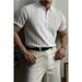 Men's Half-Zip Polo Shirt - Breathable Knit Stripe T-Shirt With Collar | Lightweight Summer Top For Casual & Smart Looks (White/Black, M-3XL)_viptrois.com