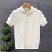 Men's ClothingShort Sleeved Sweater Men's Textured POLO Shirt Lapel V Neck Slim Fit Business T Shirt_viptrois.com
