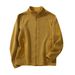 Unisex Fleece Jacket - Covert Stand Collar Outdoor Pullover, Warm & Breathable For Running, Hiking & Camping (S-3XL, Dark Black/Stone_viptrois.com