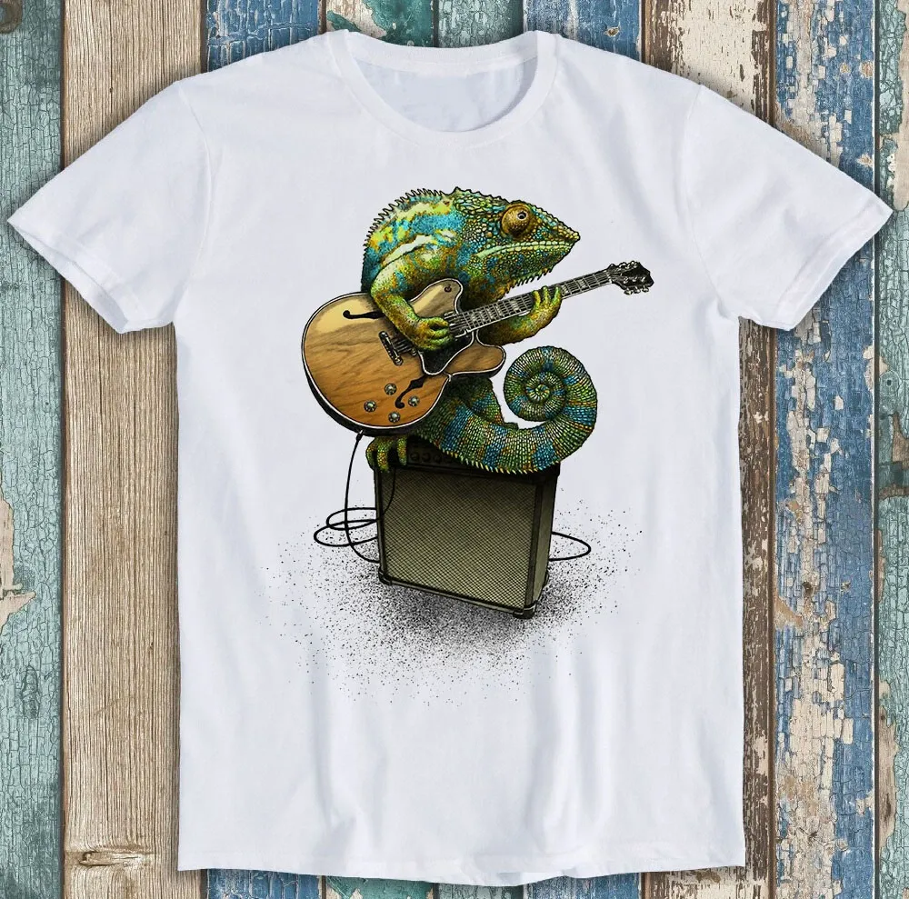 Chameleon Plays The Guitar Music Meme Anime Manga Funny Gift Tee T Shirt Mens Womens Tees Top M1424_viptrois.com