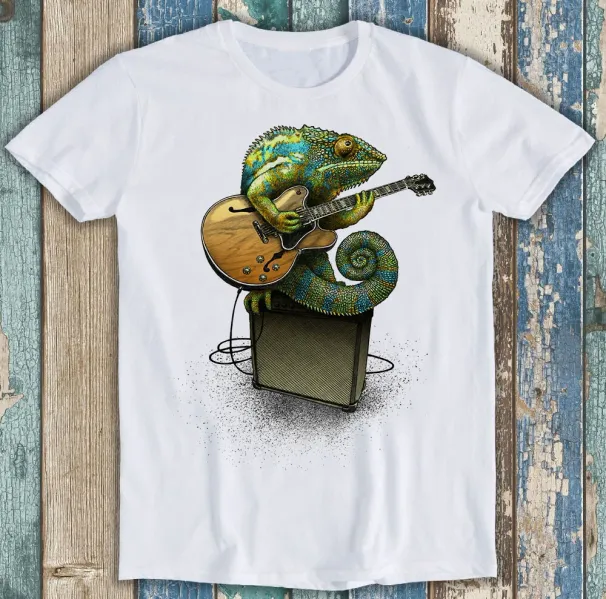 Chameleon Plays The Guitar Music Meme Anime Manga Funny Gift Tee T Shirt Mens Womens Tees Top M1424_viptrois.com