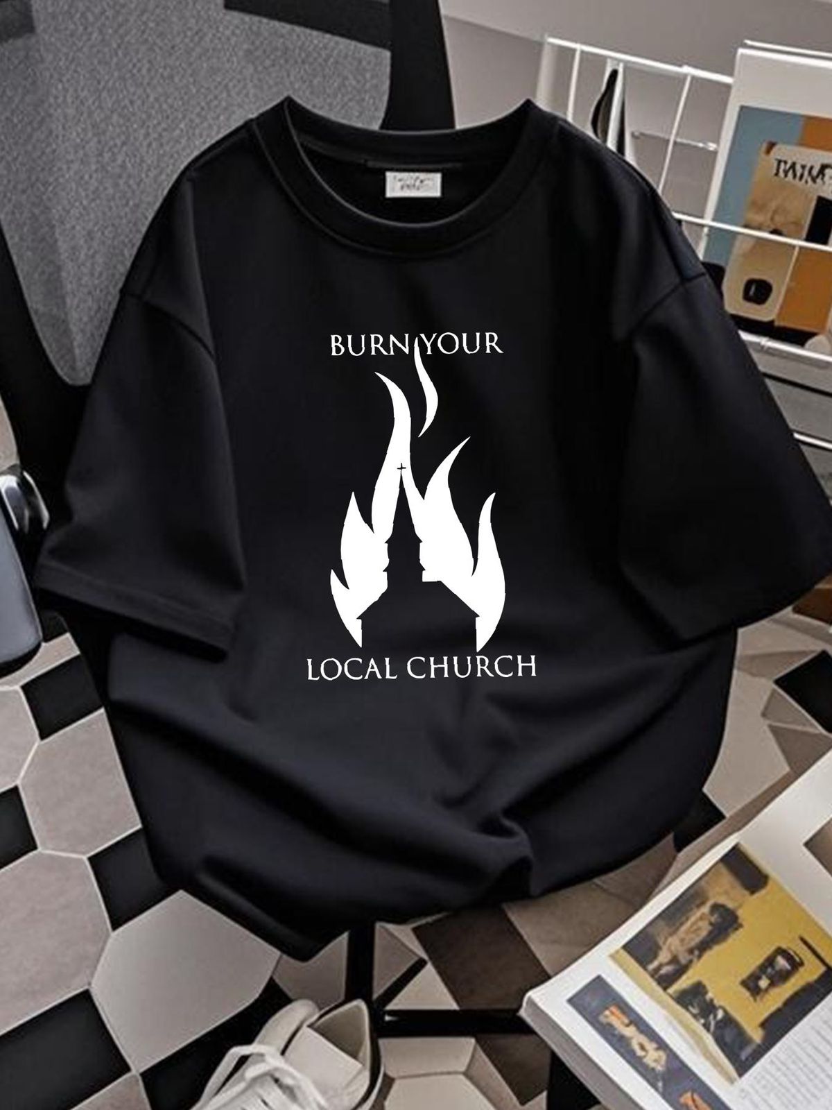 Burn Your Local Church T-Shirt Versatile Designer Clothes Soft Graphic Slightly Top For Everyday Wear Summer Stylish Casual Streetwear Homme_viptrois.com