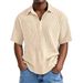 Men's Clothing New Double Layer Crepe Lapel Button Short Sleeved Casual Versatile Shirt_viptrois.com