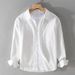 Pulse Pulse Pure Cotton Long Sleeve Simple Casual Loose Base Layer Youth Versatile White Comfortable Men's Shirt 9122_viptrois.com