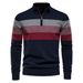 Pure European And American Cross-Border Autumn Winter New Open Chest Stand Collar Pullover Knitted Sweater Men's Khaki_viptrois.com