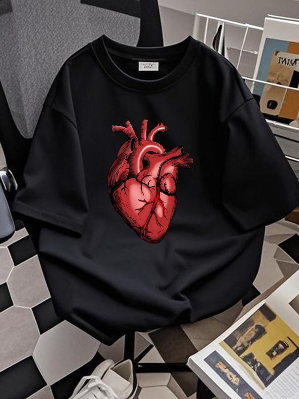 Realistic Anatomical Heart Image Collaboration Backpack Large Capacity Cute Foldable Clothes Backpacks Soft Stylish Top For Everyday Wear Graphic_viptrois.com