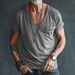 Men's Moisture-Wicking V-Neck T-Shirt - Slim Fit Breathable Polyester Casual Tee With Pocket Detail_viptrois.com
