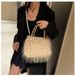 Women's Bags Autumn And Winter New Turkey Feather Plush Crossbody Bag Solid Color Versatile Large Capacity Handbag Pearl Chain Women_viptrois.com