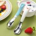 Mother & Kids 316 Stainless Steel Children's Spoon Two Color Bear Ingot Spoon Baby Eating Training Spoon_viptrois.com