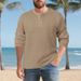 Men’s Heavyweight Textured Henley Shirt – Vintage Button-Up Long Sleeve Tee, Relaxed Fit Polyester Blend For Fall & Winter (S-XXXL, 7 Colors)_viptrois.com