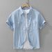 Retro Denim Short Sleeved Shirt For Men, Fashionable And Versatile, Artistic And Casual Loose Top_viptrois.com