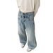 Men's Clothing Personality Double Waist Washed Jeans Men's Loose Versatile High Street Casual Trousers_viptrois.com
