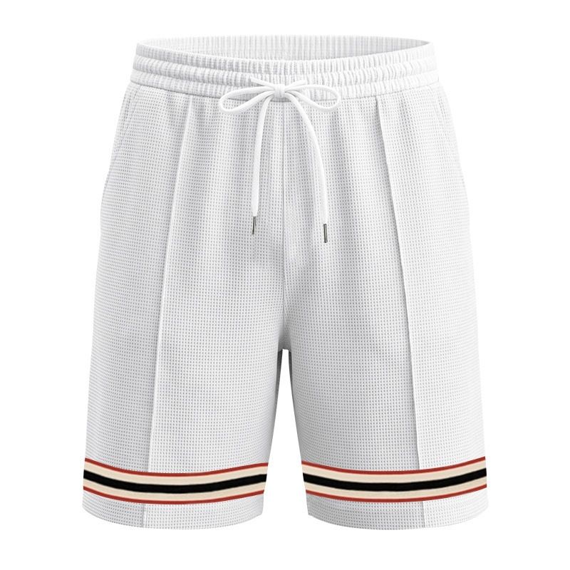 Men's Summer Loose Fit Waffle Shorts Color Block Woven Sporty Casual Training Five Point_viptrois.com