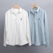 Men's Clothing Spring And Autumn Casual Cotton Long-sleeved Shirt Versatile Bear Embroidery Trendy Loose Shirt_viptrois.com