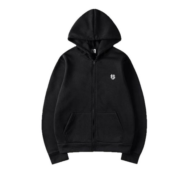 Men's High-Neck Zip Hoodie - 96% Polyester Blend Oversized Streetwear (Black/White/Gray/Pink/Red/Navy, S-XXXL)_viptrois.com