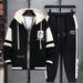 Men’s Casual Hooded Jacket & Joggers Set – Trendy Streetwear, Breathable & Comfortable (M-8XL, Black/Blue/Beige, Polyester Blend)_viptrois.com