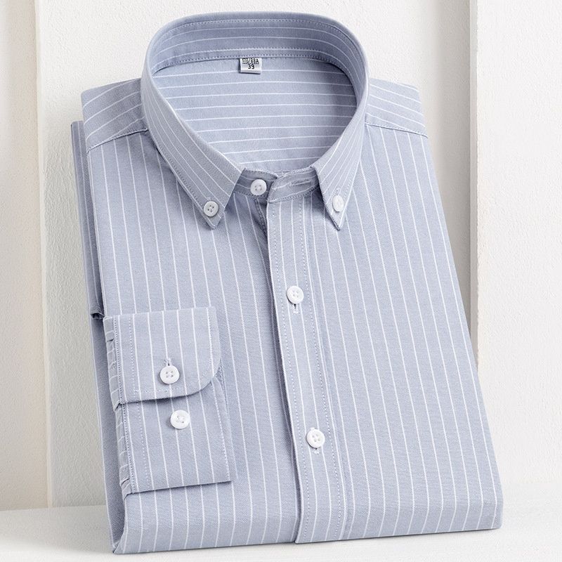 Men's 100% Cotton Oxford Shirt, Long Sleeve Casual Plaid Shirt, Relaxed Fit Button Down Shirt For Men, Big & Tall Sizes Available_viptrois.com