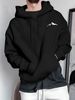 Men's Autumn And Winter Casual Fashion Loose Hooded Sweatshirt Mountain Print Warm Long Sleeved Pullover_viptrois.com