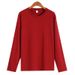 White Long Sleeve T-Shirt 210g Pure Cotton Spring Autumn New Round Neck Loose Heavyweight Seamless Base Layer Shirt For_viptrois.com