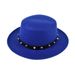 British style rivet belt flat top hat personality street performance woolen hat classic jazz hat_viptrois.com