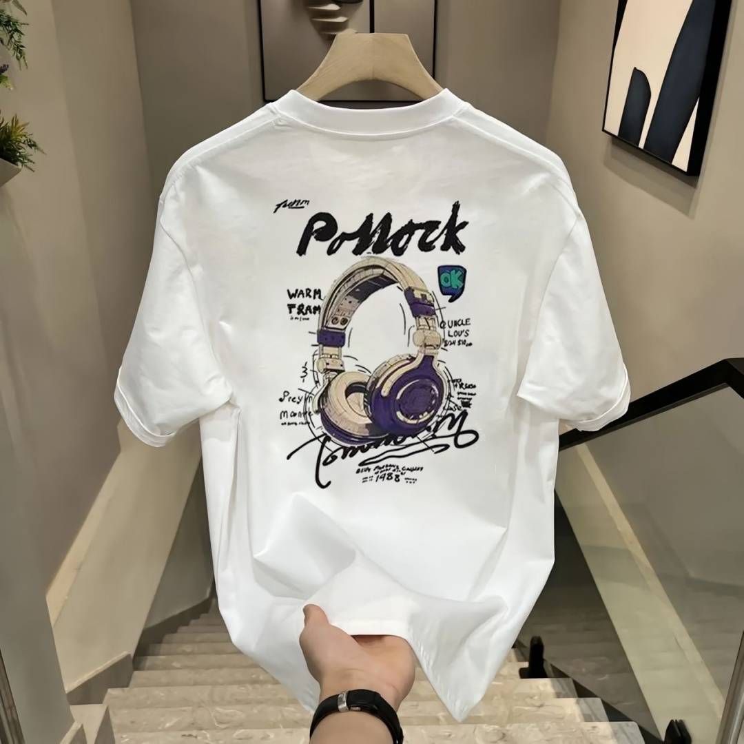 Summer New Trend Fashionable Casual Versatile High-quality Pure Cotton Men's Short Sleeved T-shirt_viptrois.com