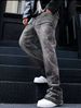 Men's Skinny Elastic Jeans Black White Casual Pants Mid Waist Zipper Fly Denim Spring Trendy Vintage High Street Style_viptrois.com