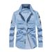 Vintage Military Denim Shirt Jacket For Men – M1942 Workwear Style With Embroidery, Relaxed Fit & Breathable Cotton, Retro Casual Overshirt_viptrois.com