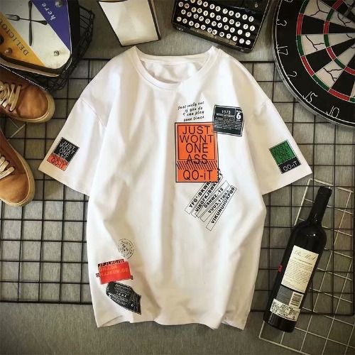 Men's Clothing Summer New Short-sleeved T-shirt Men's Ins Style Handsome Half-sleeved Trend Loose Round Neck Five-point Sleeve Bottoming Shirt T-shirt_viptrois.com