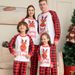 Christmas family suit Family suit Europe and the United States deer head print homewear plaid two-piece pajamas_viptrois.com